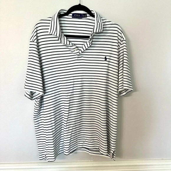 Polo Ralph Lauren Men's Short Sleeve Navy & White Striped Polo Size XXL GUC - Picture 2 of 7